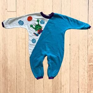 Vintage Baby Color Block Bubble Romper by Carter's Blue Colorful Jumpsuit 24 Mo